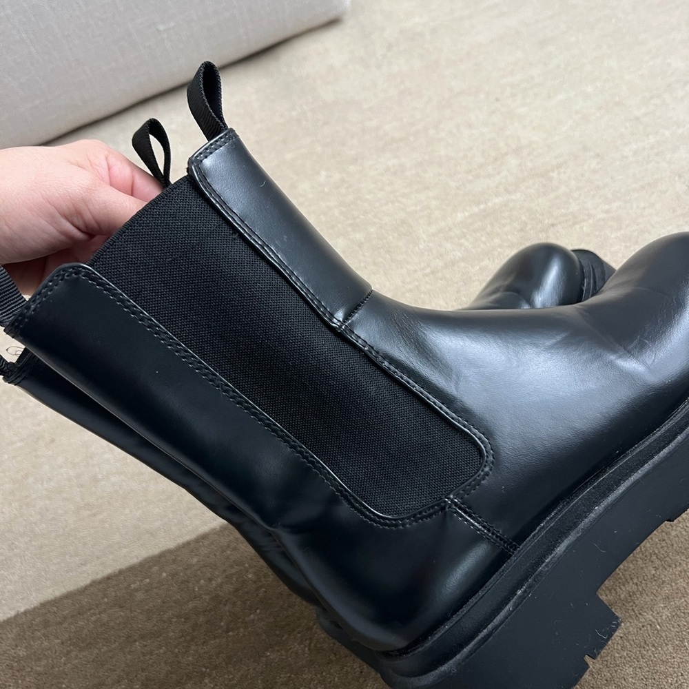 Black Leather Ankle Boots - Picture 5 of 5